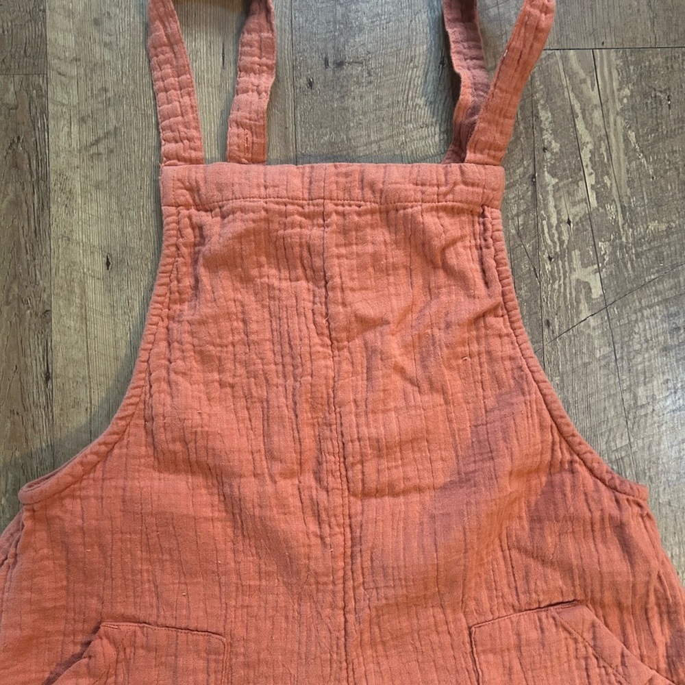 Billabong Gauze Overall Shorts Romper Coral Loose Fit Beachy Size Small - Picture 6 of 13